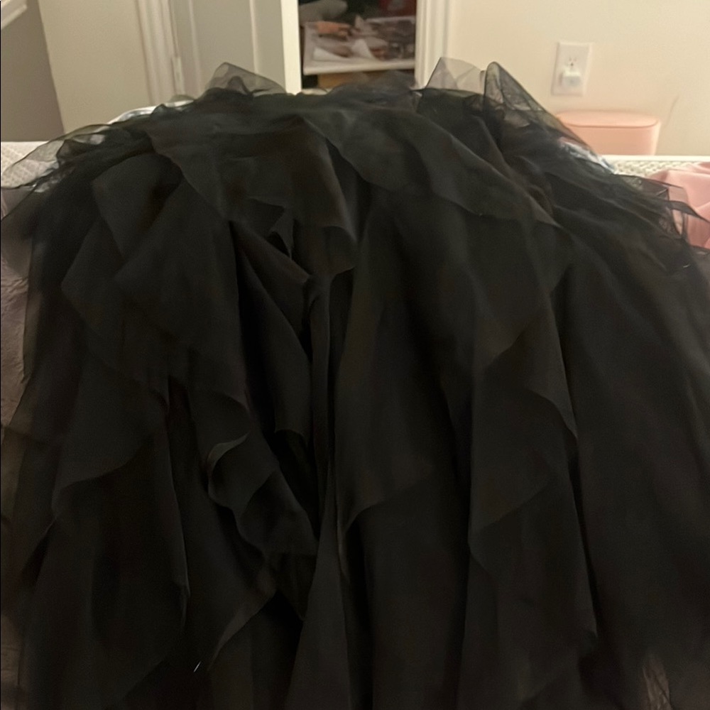 Elegant Black Ruffled Skirt